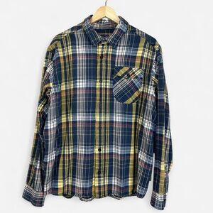 Patagonia Men's Plaid Shirt - Blue, Yellow, and White
